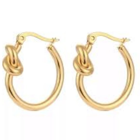 Salty Cali Jewelry - Gold Knot Hoops Earrings by Salty Cali